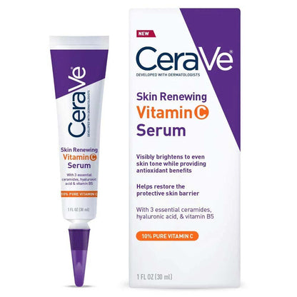 CeraVe Skin Renewing Vitamin C Serum - 30ml Brightening Serum with Hyaluronic Acid & Ceramides for Radiant Skin