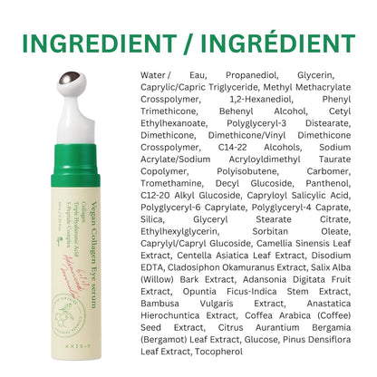 AXIS-Y Vegan Collagen Eye Serum – Korean Eye Treatment with Triple Hyaluronic Acid & Peptides, Reduces Fine Lines, Dark Circles & Boosts Elasticity