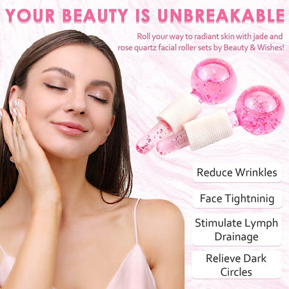 2-Pcs Facial Ice Globes. Cryo roller balls to reduce puffiness, dark circles & wrinkles. Cold therapy facial massager.