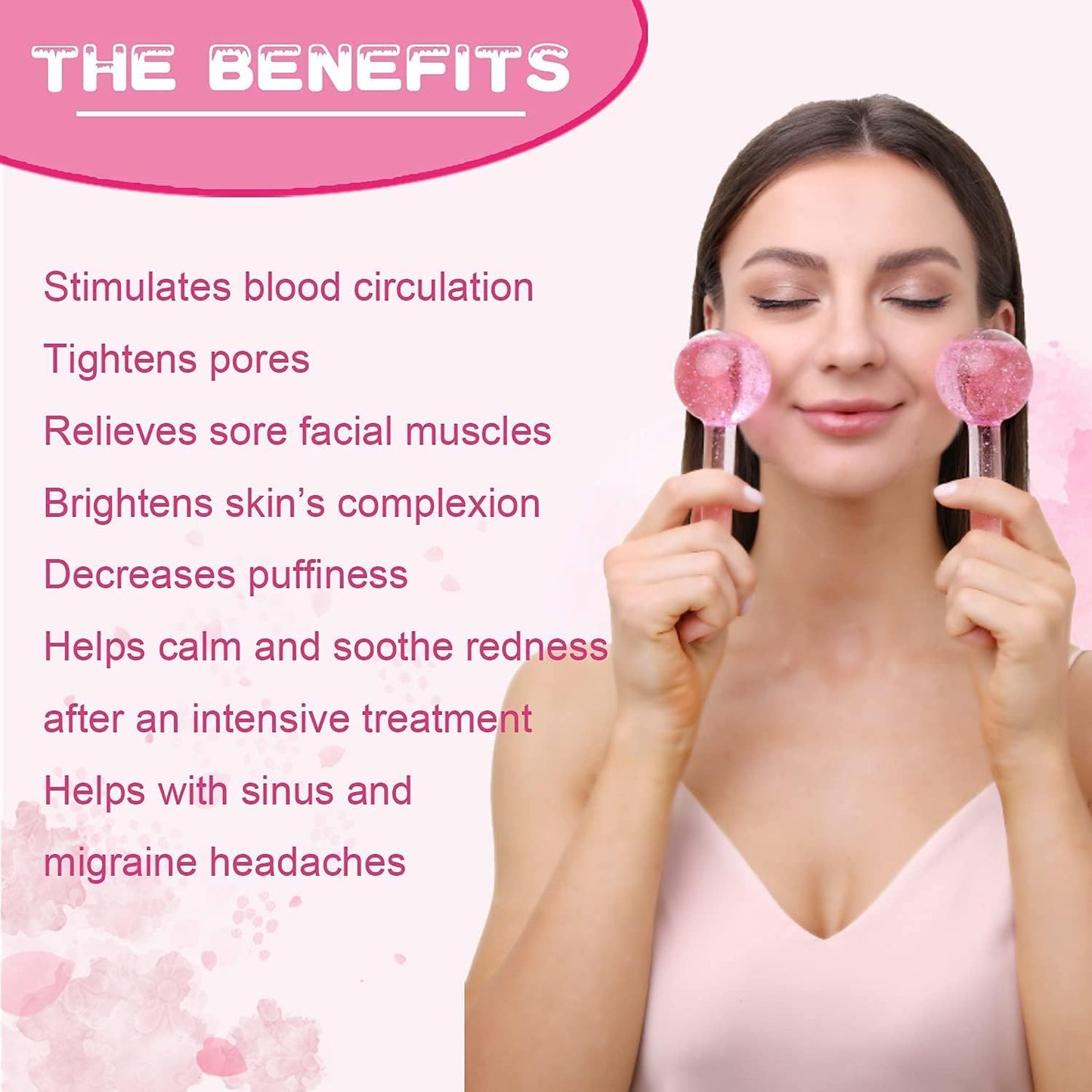 2-Pcs Facial Ice Globes. Cryo roller balls to reduce puffiness, dark circles & wrinkles. Cold therapy facial massager.