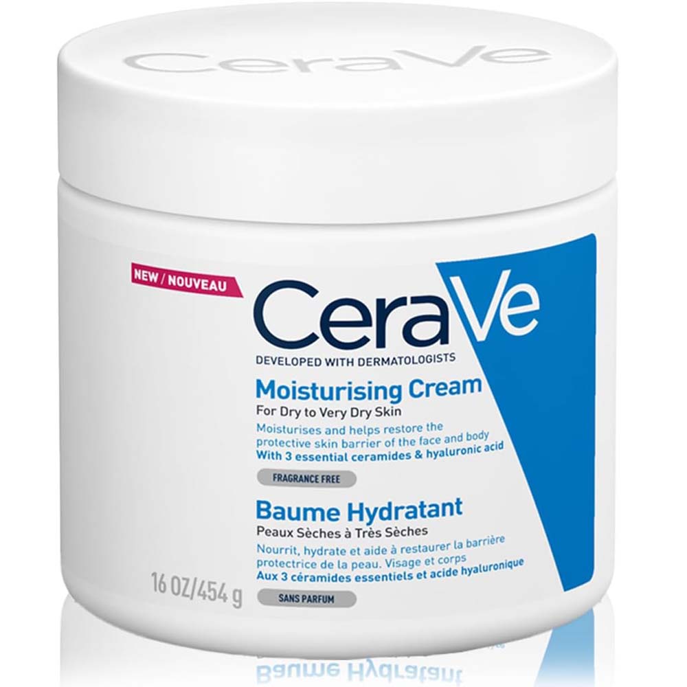 CeraVe Moisturizing Cream 454g - Hyaluronic Acid & Ceramides for Dry Skin, Face & Body Moisturizer, Fragrance-Free