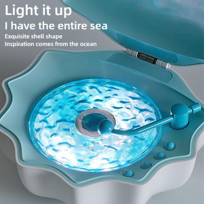 Shell Lamp with Bluetooth Speaker, Creative Ocean Wave Projector Shell Light, Waves Retro Bluetooth Vinyl Record Player, Night Lights Bluetooth Speaker, Bluetooth Desktop Speaker for Bedroom, Table Decor.