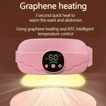 Smart Menstrual Heating Pad - 4-Gear Constant Temperature Abdominal Massager with Vibration, Warm Palace Belt for Women (Pink-Colour)