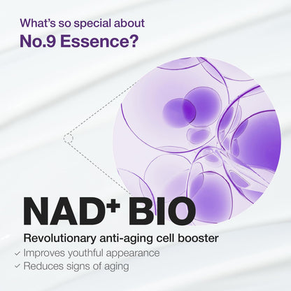 Numbuzin No.9 Essence | NAD+ BIO Lifting-sil Essence | Firming, Reduce Wrinkles, Fine Lines | Peptides, NAD+ | Serum for Sagging, Aging, Dull Skin | 1.69 fl. oz.