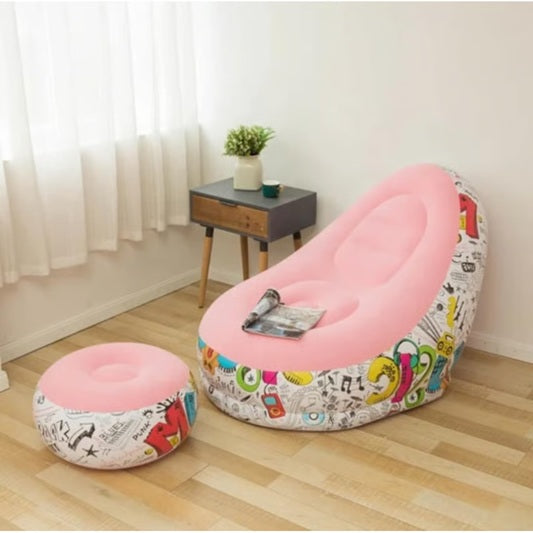 Portable Inflatable Sofa, PVC with flocked fabric, Lightweight & portable, living room, bedroom, or dorm..