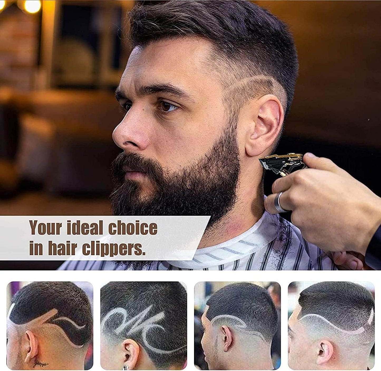 YACD D-044 Cordless Hair Clipper. Affordable elegant metal body, professional stainless blade, USB charging, 120-min runtime.