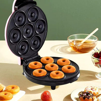 Household Electric Donut Maker - Double-Sided Heating Donut & Bread Machine, Cake Baking Pan, Non-Stick Breakfast Maker Oven for Homemade Donuts, Cakes, and Mini Bread - Easy-to-Use, Compact & Fast Heating, Ideal for Breakfast and Snacks