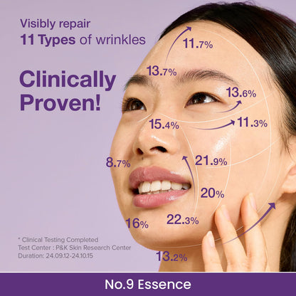 Numbuzin No.9 Essence | NAD+ BIO Lifting-sil Essence | Firming, Reduce Wrinkles, Fine Lines | Peptides, NAD+ | Serum for Sagging, Aging, Dull Skin | 1.69 fl. oz.