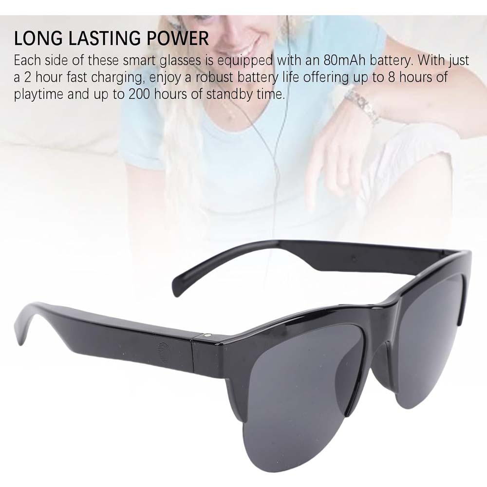 F06 Smart Glasses - Bluetooth 5.4 Audio Sunglasses w/ Speaker, Blue Light Filter, Voice Control & IP54 Waterproof for Music/Calls