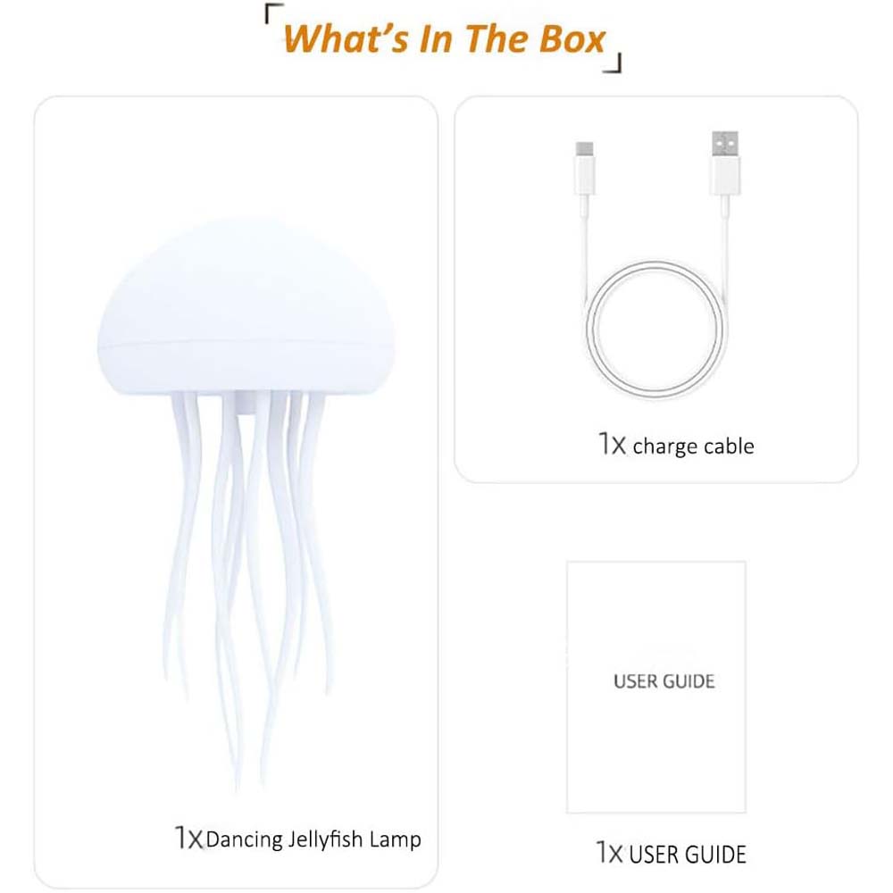 JellyFel Dancing Lamp - RGB Rechargeable Jellyfish Light with Voice Control, Touch Sensor & Gradient Effects (Hanging + Base)