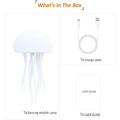 JellyFel Dancing Lamp - RGB Rechargeable Jellyfish Light with Voice Control, Touch Sensor & Gradient Effects (Hanging + Base)