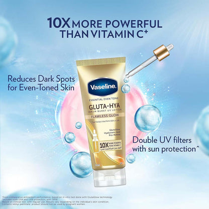 Vaseline Essential Even Tone Body Lotion - Gluta-Hya Serum Burst, 10X More Powerful Than Vitamin C, UV Protection, 200ml