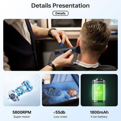 MHT-779 Rechargeable Hair Clipper - Professional Rotary Motor, 300min Runtime, LED Display