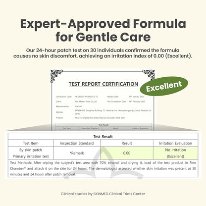 AXIS-Y No-Stress Physical Sunscreen V3. SPF 50 mineral sunblock with Niacinamide for sensitive, acne-prone skin. Vegan Korean skincare.