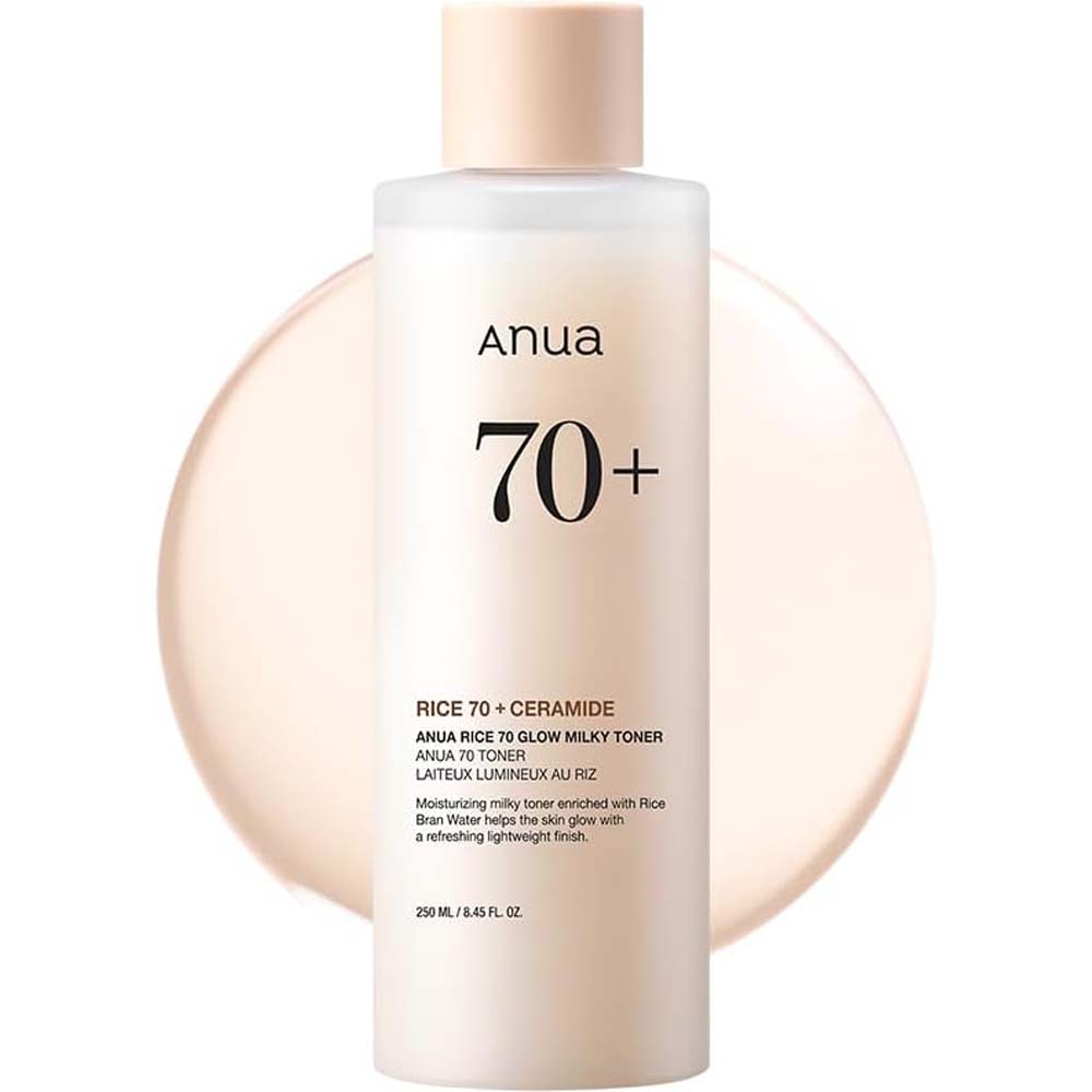 ANUA Rice 70 Glow Milky Toner. Nourishing rice water toner for glass skin. With Niacinamide & Ceramides. 250ml.