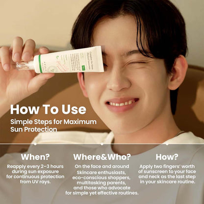 AXIS-Y No-Stress Physical Sunscreen V3. SPF 50 mineral sunblock with Niacinamide for sensitive, acne-prone skin. Vegan Korean skincare.