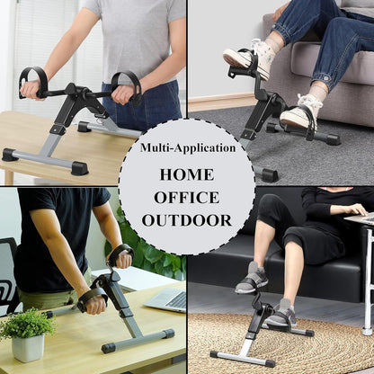 Mini Exercise Bike | Compact Arm and Leg Exerciser with LCD Monitor | Adjustable Resistance & Foldable Pedals