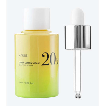 Anua Green Lemon Vitamin C Serum - 20ml with Vitamin E, Hyaluronic & Ferulic Acid for Brightening & Antioxidant Protection