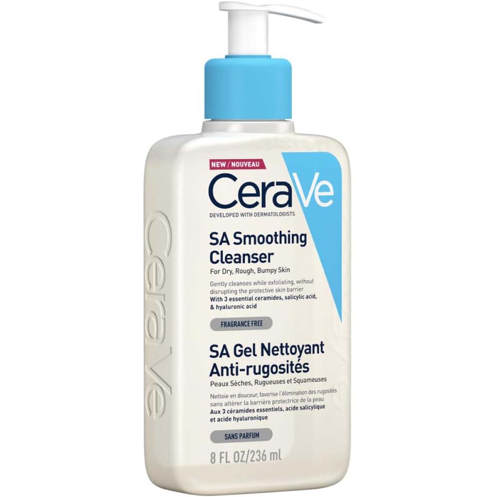 CeraVe SA Smoothing Cleanser – Gentle Exfoliating Face & Body Wash with Salicylic Acid, Ceramides & Hyaluronic Acid for Dry, Rough Skin, 236ml