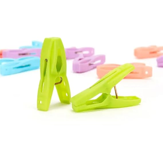 Plastic Clothes Pins Laundry Clips | 40 Pcs Colorful Clothespins with Bag | 2-Inch Small Clothespins for Hanging Clothes – 4 Colors
