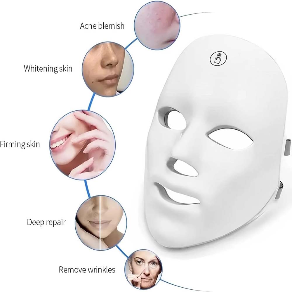 7-Color LED Light Therapy Face Mask - Anti-Aging Skin Care Device for Wrinkle Reduction & Skin Tightening