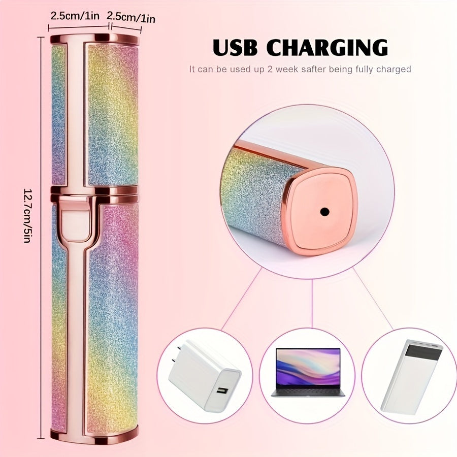 2-in-1 Eyebrow & Facial Hair Remover - USB Rechargeable with Multi-Colors, Cleaning Brush & Precision Trimming