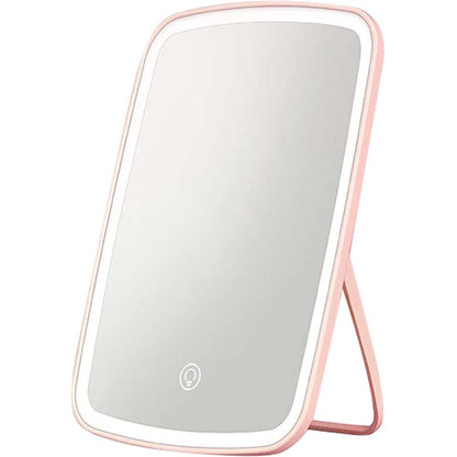 Makeup Vanity Mirror with 42 LED Lights, Touch Control, 3 Color Lighting, USB Rechargeable 2400mAh Battery, Portable Travel Mirror - Pink