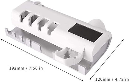 3-in-1 Intelligent Photosensitive Toothpaste Dispenser | Wall Mounted USB Rechargeable Solar Power Toothbrush Holder (White)