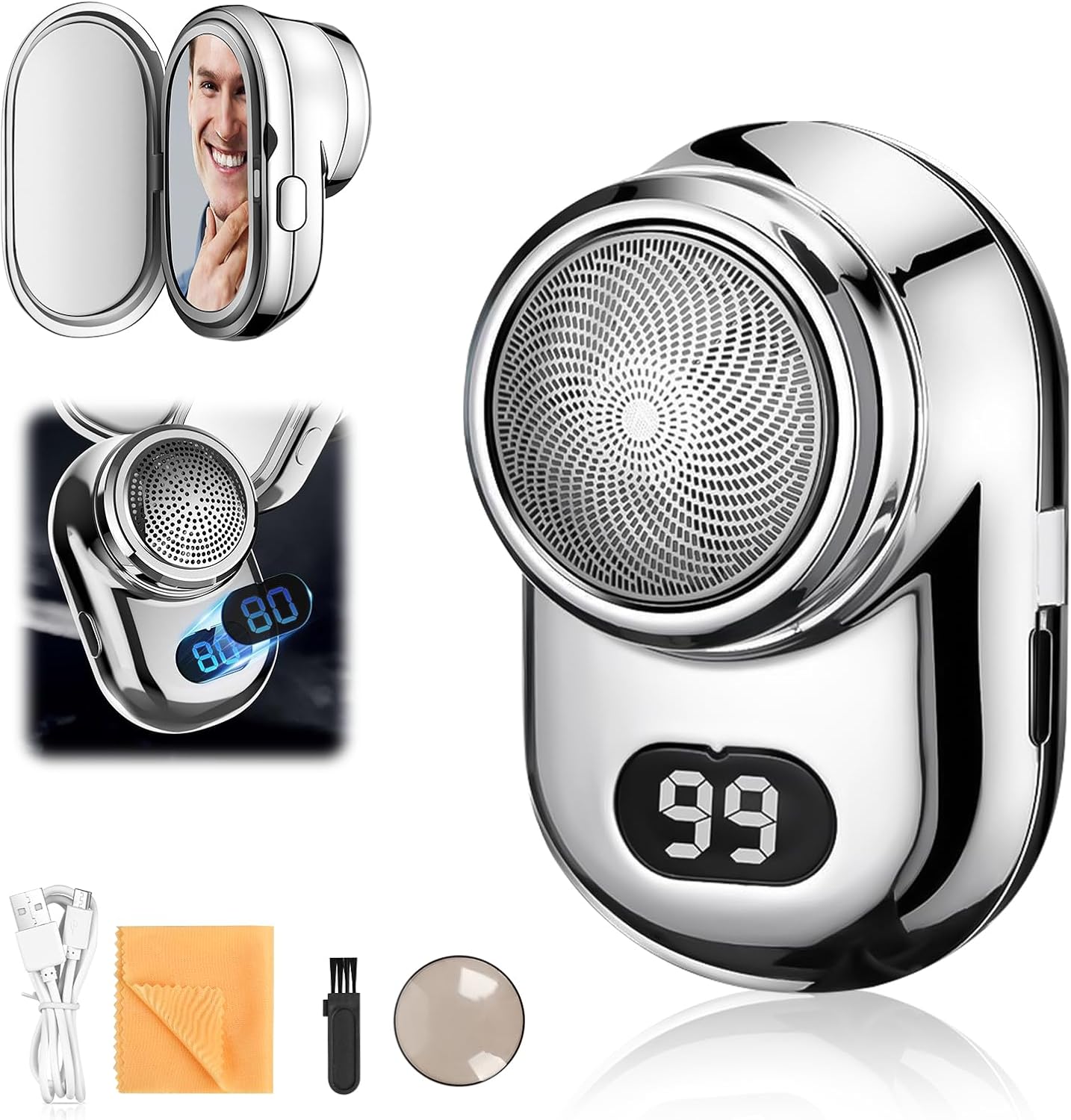 Mini USB-C Shaver with Mirror – Fast, Precise, Travel-Friendly