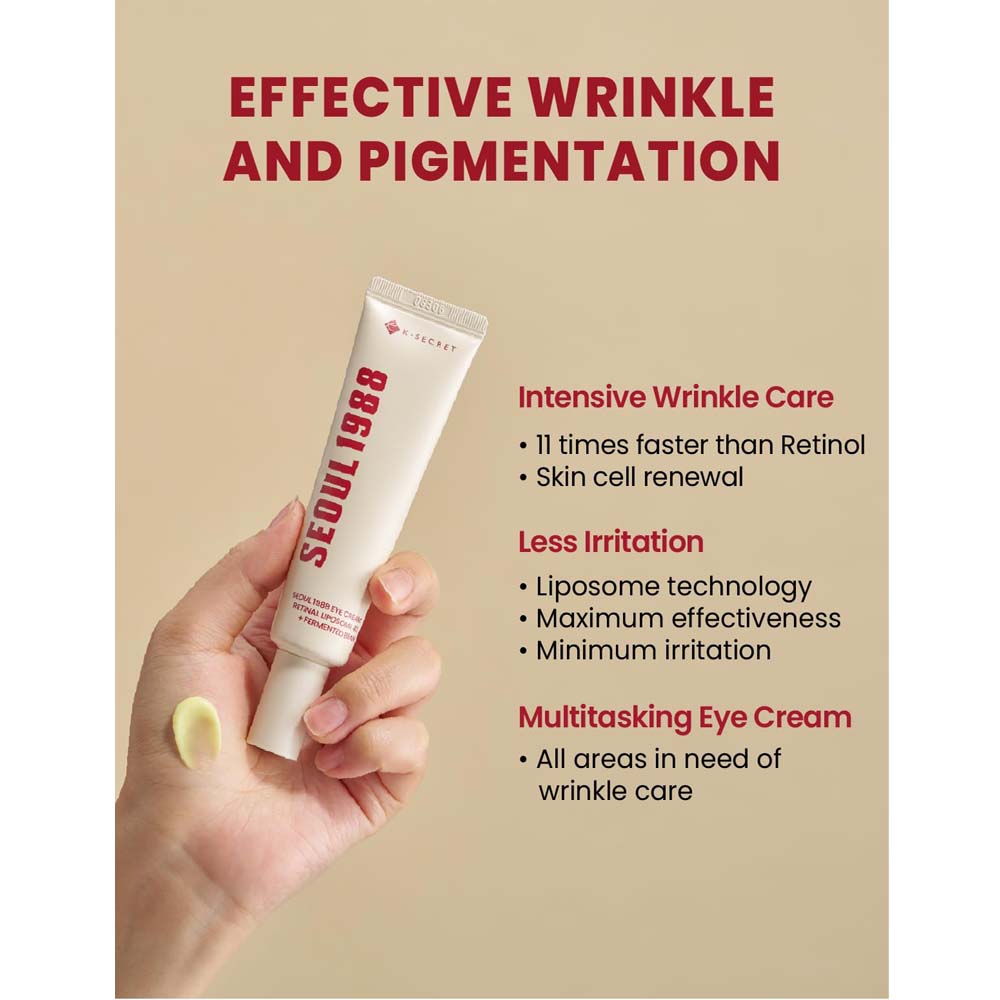 KSECRET SEOUL 1988 Eye Cream – Retinal Liposome 4% + Fermented Bean, Anti-Aging Wrinkle Care, Improves Elasticity & Pigmentation, 30ml / 1.01 fl.oz