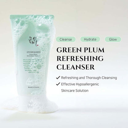 Beauty of Joseon Green Plum Refreshing Cleanser - 100ml Low pH Gel Face Wash with AHA & Green Plum Extract