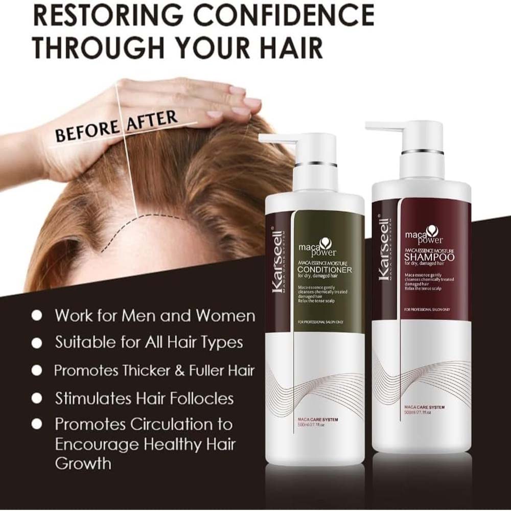 Karseell Hair Repair Set: Shampoo, Conditioner & Maca Collagen Mask with Argan Oil for dry, damaged hair. Restorative care.