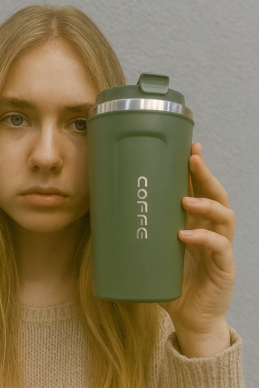 Stainless Steel Coffee Travel Mugs, Stainless Steel, Insulated, Travel Coffee Mug, Fip Lid, Reusable Double Wall, Vacuum Metal Coffee Cup, Portable, Leak Proof, Thermal Tumbler for Hot & Cold Drinks.