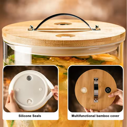 Drink Serve Dispenser with Wooden Stand, Capacity 7 Liters, Indoor / Outdoor – Juice, water, beverages,