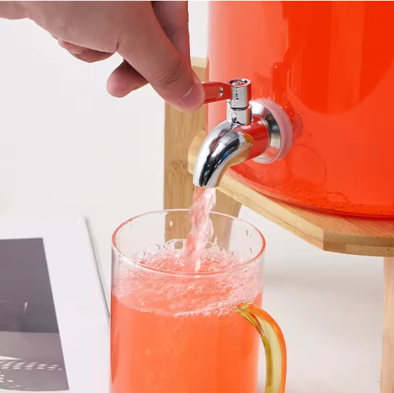 Drink Serve Dispenser with Wooden Stand, Capacity 7 Liters, Indoor / Outdoor – Juice, water, beverages,