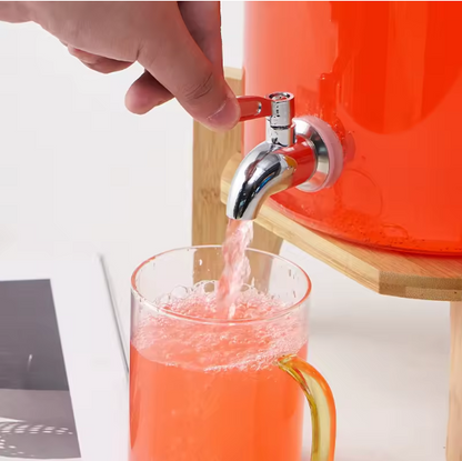 Drink Serve Dispenser with Wooden Stand, Capacity 7 Liters, Indoor / Outdoor – Juice, water, beverages,