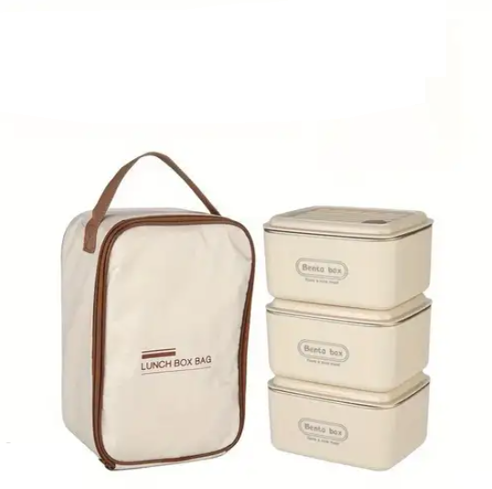 Lunch Box Set with Insulated Carry Bag, Portable Insulated, Containers Set for Adults, kids, 3 Box 1 carry Bag.