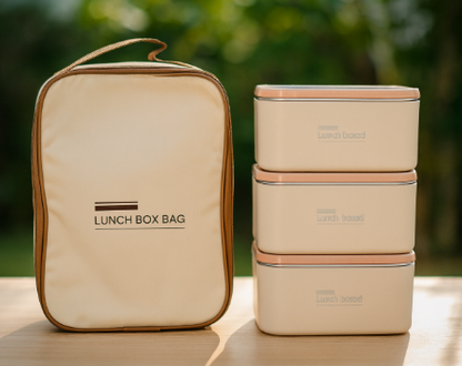 Lunch Box Set with Insulated Carry Bag, Portable Insulated, Containers Set for Adults, kids, 3 Box 1 carry Bag.