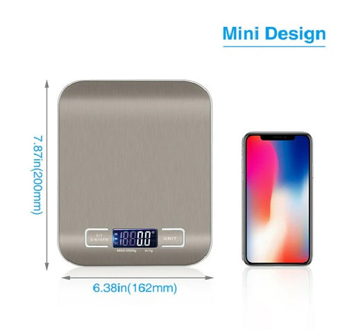 Digital Electronic Kitchen Food Diet Postal Scale Weight, Balance 5KG 1g 11lb, Kitchen Scales, Stainless Steel, Weighing Food, Diet Postal, Balance Measuring, LCD Precision Electronic.