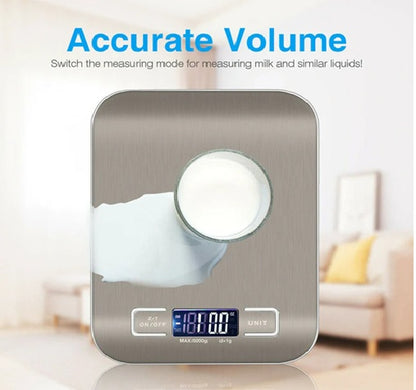 Digital Electronic Kitchen Food Diet Postal Scale Weight, Balance 5KG 1g 11lb, Kitchen Scales, Stainless Steel, Weighing Food, Diet Postal, Balance Measuring, LCD Precision Electronic.