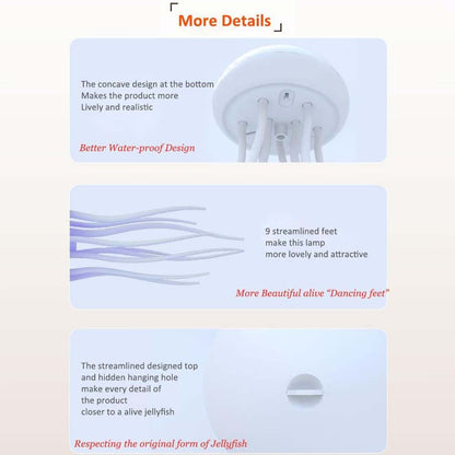 JellyFel Dancing Lamp - RGB Rechargeable Jellyfish Light with Voice Control, Touch Sensor & Gradient Effects (Hanging + Base)