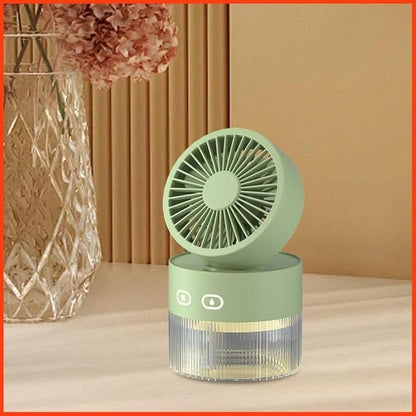 Two-in-One Desktop Spray Humidification Fan – USB Rechargeable Portable Mini Mute Electric Fan with Night Light (Multi)