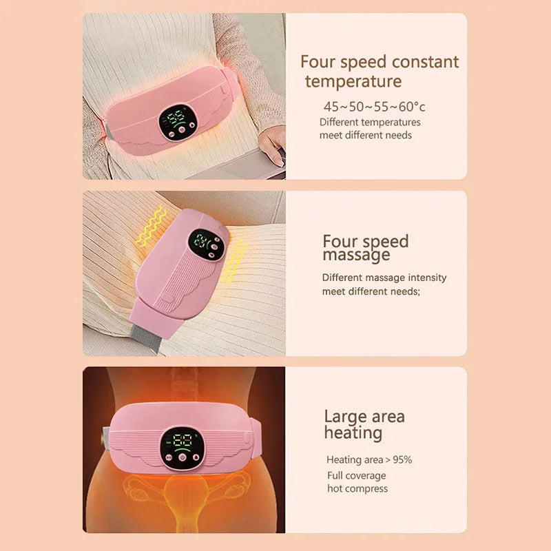 Smart Menstrual Heating Pad - 4-Gear Constant Temperature Abdominal Massager with Vibration, Warm Palace Belt for Women (Pink-Colour)