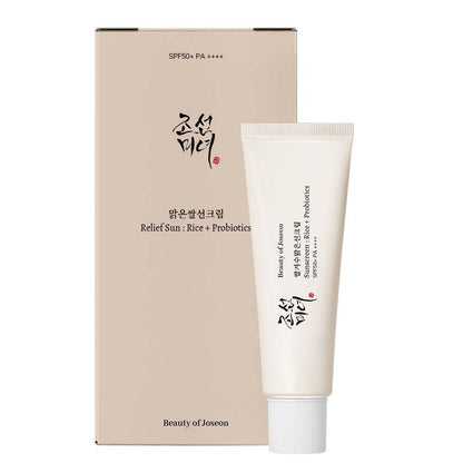 Beauty of Joseon Relief Sun Rice + Probiotics SPF50+ PA++++ – Lightweight Korean Sunscreen with Moisturizing, Brightening & Barrier Support, 50ml