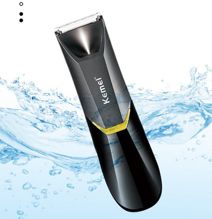 Kemei KM-3208 Professional Body Hair Trimmer. LED light, USB charging, waterproof for precise men & women intimate shaving.