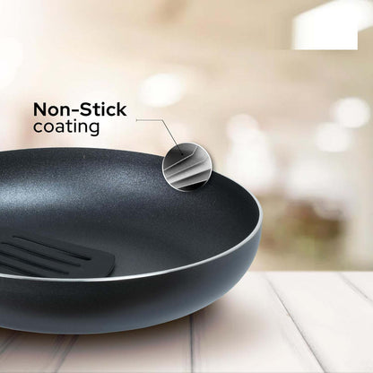 10-Piece Nonstick Cookware Set - Aluminum, Glass Lids, Casserole, Saucepan, Frypan, Nylon Turner, Dishwasher Safe (Black)