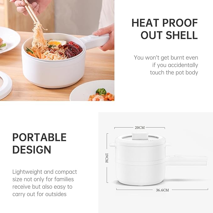 800W Mini Electric Cooker – Portable Hot Pot with Safety Features