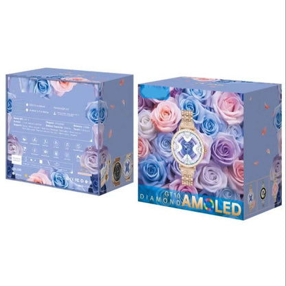 GT10 Diamond Smartwatch | 1.2" AMOLED Display | Heart Rate, Sleep, and Menstrual Tracking | Compatible with Android & iOS | Elegant, High-Performance Smartwatch for Women