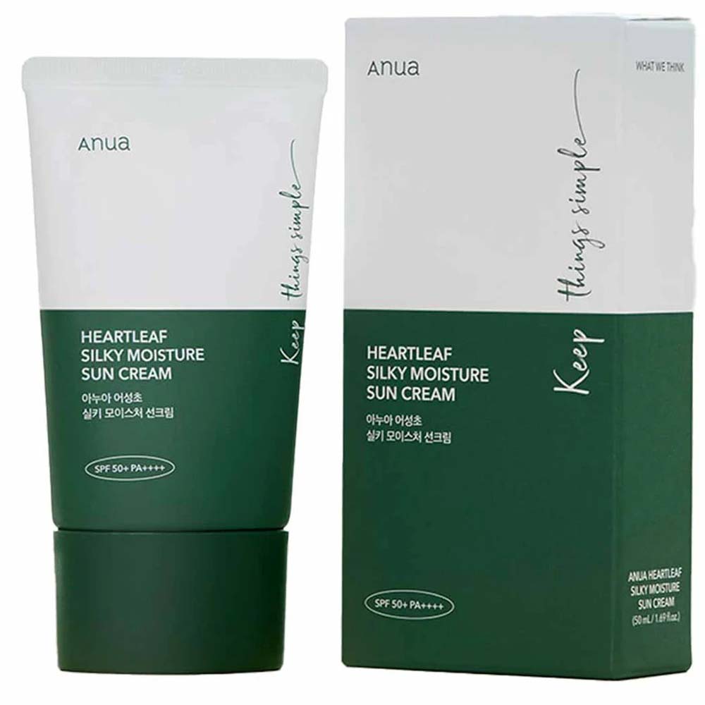 Anua Heartleaf Silky Moisture Sun Cream SPF 50+ PA++++ – Lightweight Hydrating Korean Sunscreen with Soothing Heartleaf Extract, 50ml