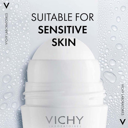 Vichy 48H Soothing Roll-On Anti-Perspirant - Gentle Aluminum-Free Formula for Sensitive Skin, 50ml